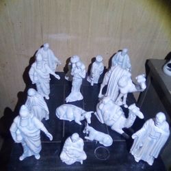 Bluish White Ceramic Village People