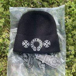 Black Chrome Heart Beanie