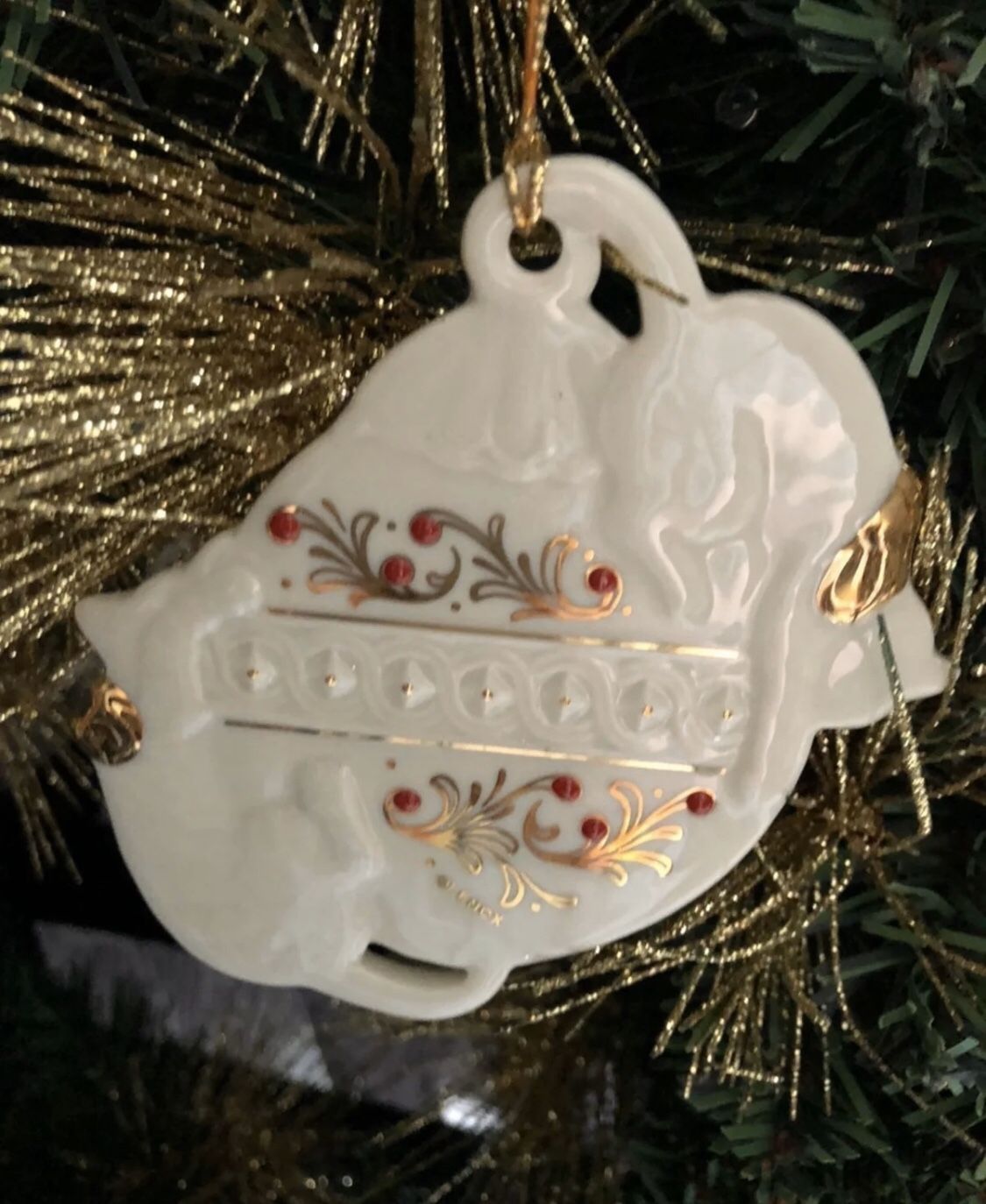 24k Vintage Lenox Cats Christmas Tree Ornament