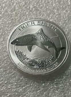 2016 1/2 OZ  .9999 SILVER AUSTRALIAN TIGER SHARK- From Mint Tube
