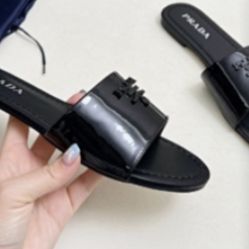 Prada Patent Leather Slides 
