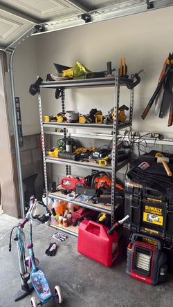 Metal and plywood shelf