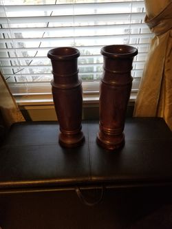 Large, Solid wood candle holders/vases