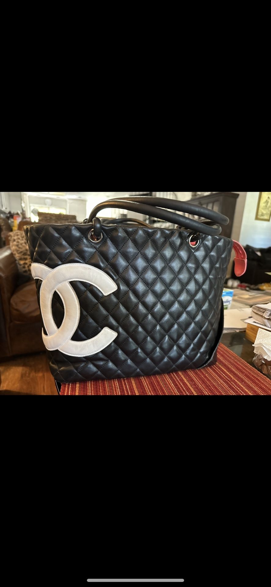 Authentic Chanel Cambon Calfskin Black Tote Bag