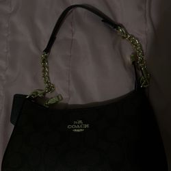 Dark brown teri coach shoulder bag