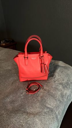 Coach Legacy Medium Candace Carryall en color coral o carmesí brillante, caracterizado Good condición bag mini small coral