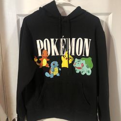 Pokémon Size Medium Pullover Hooded Sweatshirt .  Background Color Black.  Preowned Good Condition 