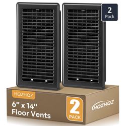 6x14 Floor Register, Vent Cover Black, Heavy Duty Steel Walkable Floor Vents, Easy Adjust Air Vent Covers Supply Lever, Vent Covers for Home Floor, 2 