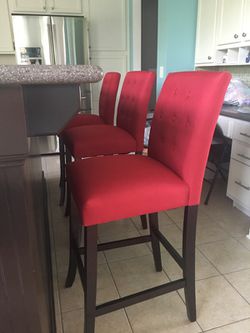 REDUCED - Set of 3 New Bar Height Chairs - Red