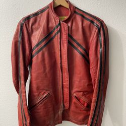 Vintage Bates California Red Leather Motorcycle Jacket – Size 38