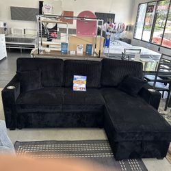 Corduroy Convertible Reversible Sofa Bed Sectional With Storage 