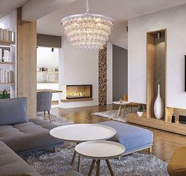 Wellmet 20 Inch Crystal Chandeliers, 6 Lights 5 Tiers Crystal Light, Adjustable Ceiling Pendant Lights, Modern Hanging Chandelier Lighting Fixture for