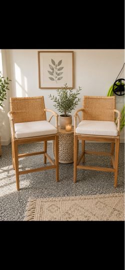 NWT rattan barstools (2)