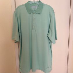 Greg Norman ML75 Play Dry Men’s Golf Polo Shirt Mint Green Striped Size L