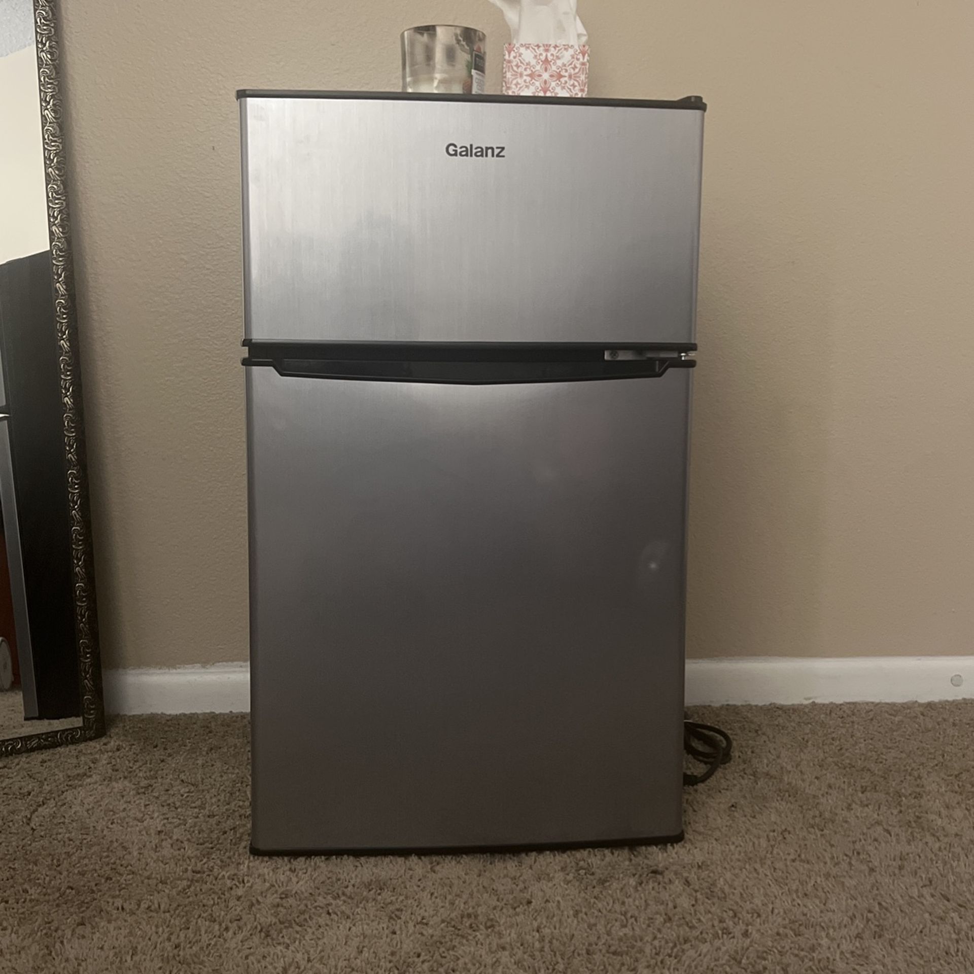 Galanz Cu Ft Two Door Mini Fridge With Freezer, Stainless,, 59 OFF