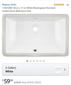 1181CBW 18-in x 11-in White Rectangular Porcelain Undermount Bathroom Sink