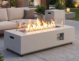 New 42" Outdoor Propane Fire Pit Table 50,000 BTU Rectangle Natural Gas Firepit with Tank Table