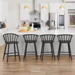 Set Of 4 Solid Wood Barstools