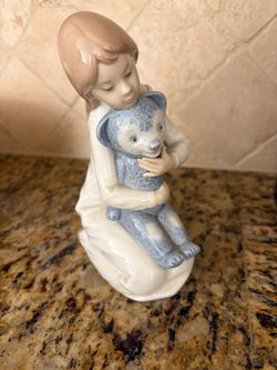 Lladró Girl with Teddy Bear Porcelain Figurine