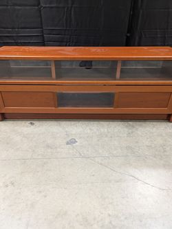 Sturdy Wood Media Console with Glass Doors