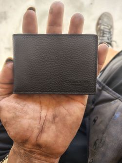 Authentic COACH Men’s Bifold Card Case – Black Pebbled Leather