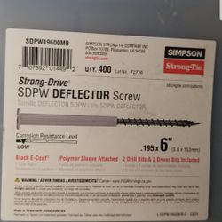 Brand New (SDPW19600MB) 400ct. Simpson Strong Drive 0.195 × 6" Coated Polymer Sleeve Deflector Screw 