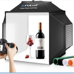 Upgrade Light Box & Soft Box, 16"x16" Professional Shooting Tent with 480 LED Lights Photo Studio Light Box Photography with 4 Color PVC Backdrops for