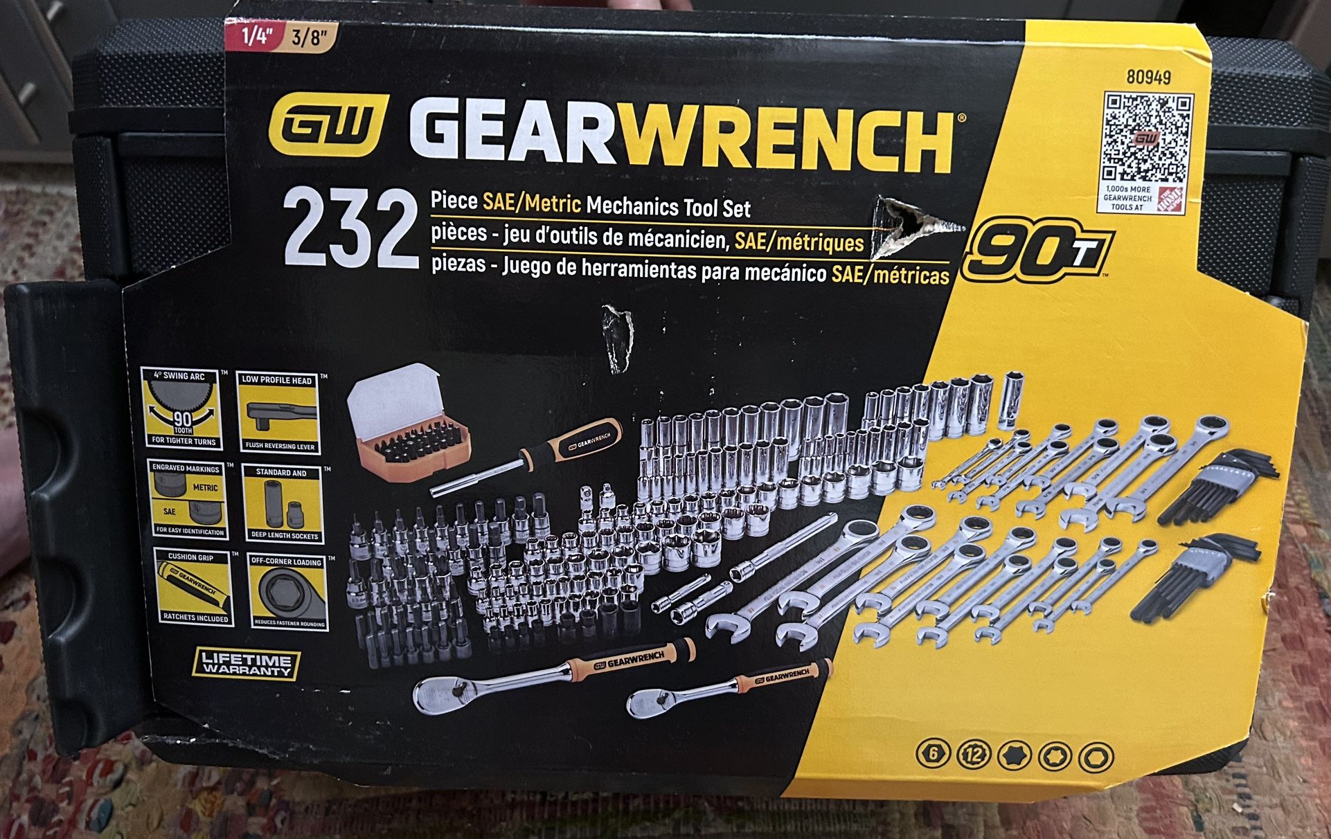 232 Pieces Mechanics Tool Set -GEARWRENCH 80949- In Three Drawer Storage Box