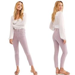 FREE PEOPLE Sunchaser Lilac Corduroy Skinny Pants Womens size 30
