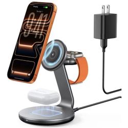 3 in 1 Charging Station for Apple Compatible with Magsafe Charger Stand for iPhone 17 16 15 14 13 12 Wireless Charging Station for AirPods Wireless Ch