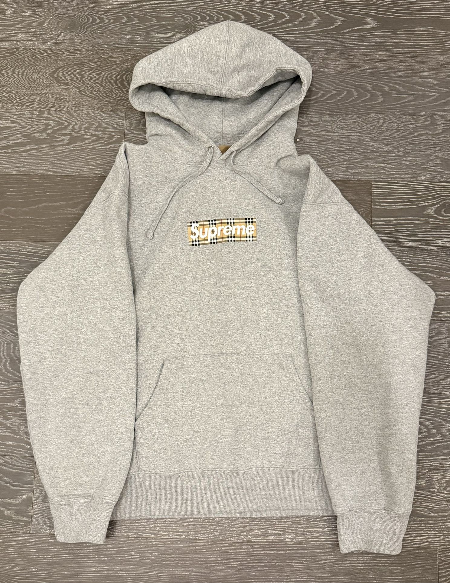 Supreme x Burberry Box Logo Hooded Sweatshirt Heather Grey