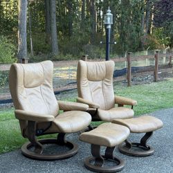 Ekornes Stressless  Chair And Ottoman Set Of 2 
