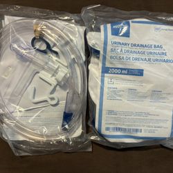 Medline Urinary Drainage Bag W/ Anti-Reflux Tower & Metal Clamp Drainage Tube