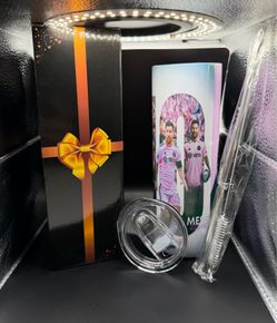 Lionel Messi Inter Miami 20oz Tumbler – Personalized Gift Cup with Lid & Straw