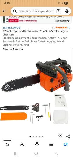 12 Inch Top Handle Chainsaw, Chainsaw  Adiustment Chain Tension, Safety Lock and Automatic Return Switch for Forest Logging, Wood Cutting

BOX IS DAMA