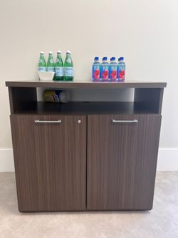 Modern Office Storage Cabinet / Credenza – Locking Doors