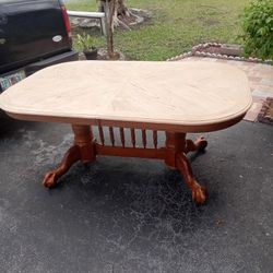 VINTAGE TRESTLE TABLE WITH CLAW AND BALL LEGS