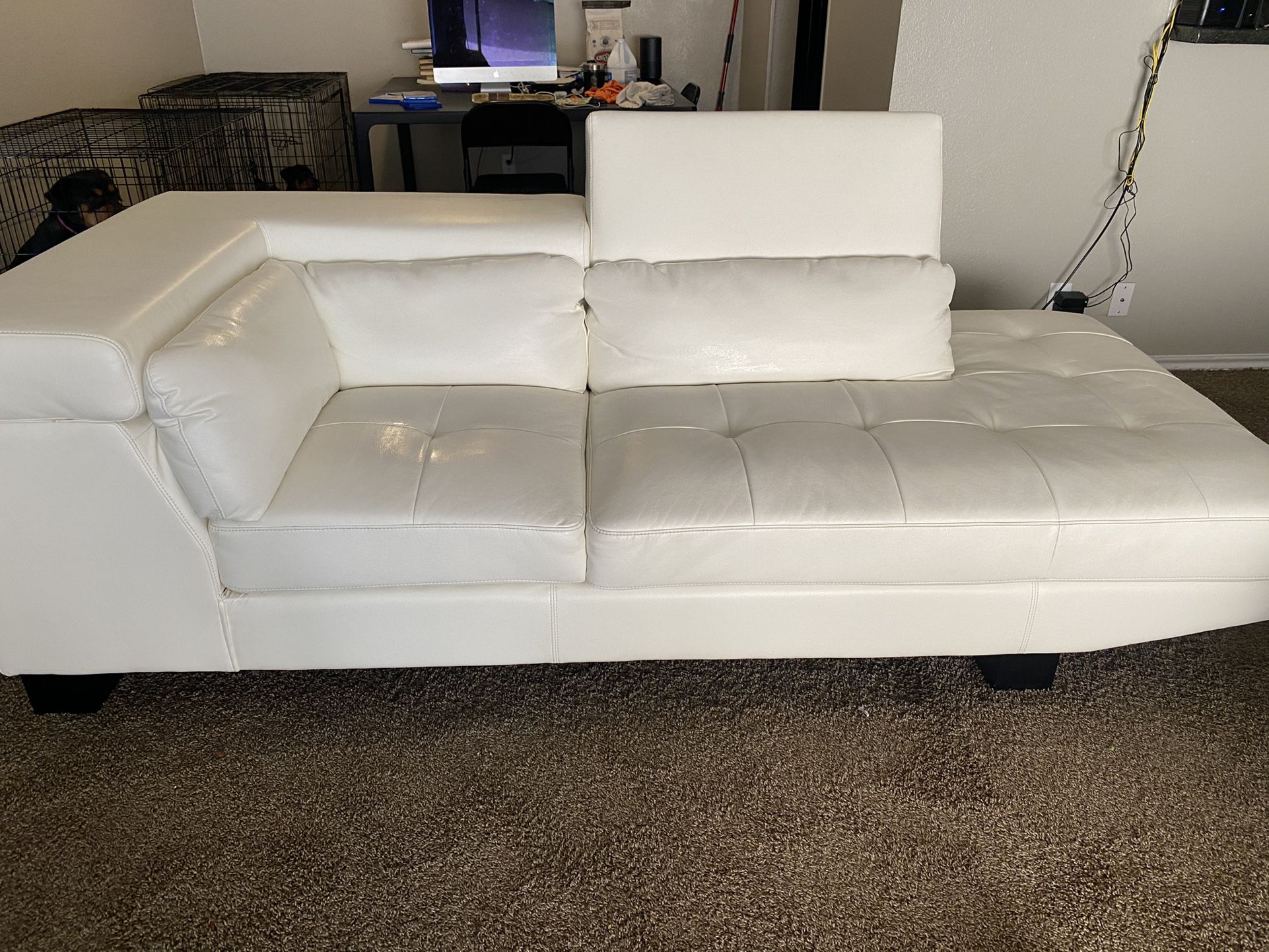  White Leather Couch 