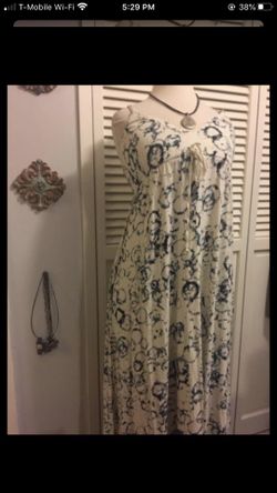 Roxy stylish women's sleeveless long Maxi dress 👗 Off white teal green light blue and black design Size small