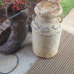 Antique Farm Metal Milk Dairy Jug Container Can USA Large 23.5” x 11”