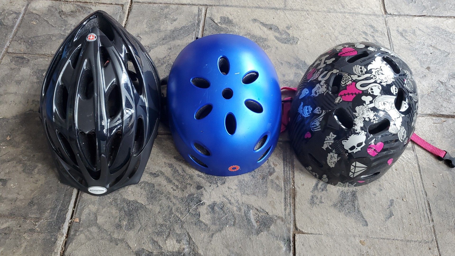 Bicycle helmets in great condition Each $10 Blue Black and Pink with black all $10 Each