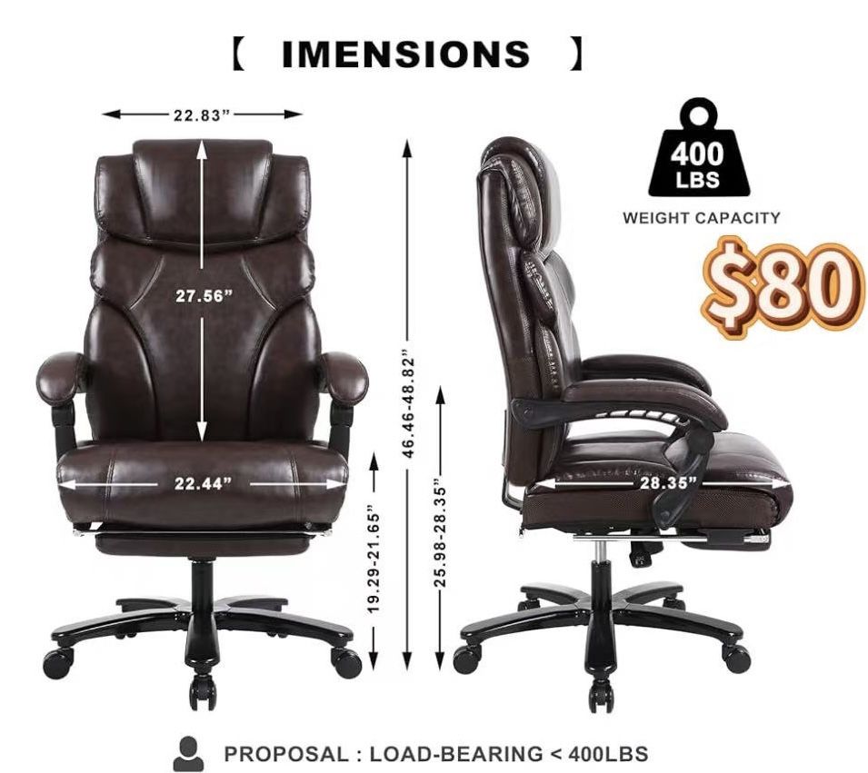 😀 KCREAM Faux leather Office Chair,Brown, $80
