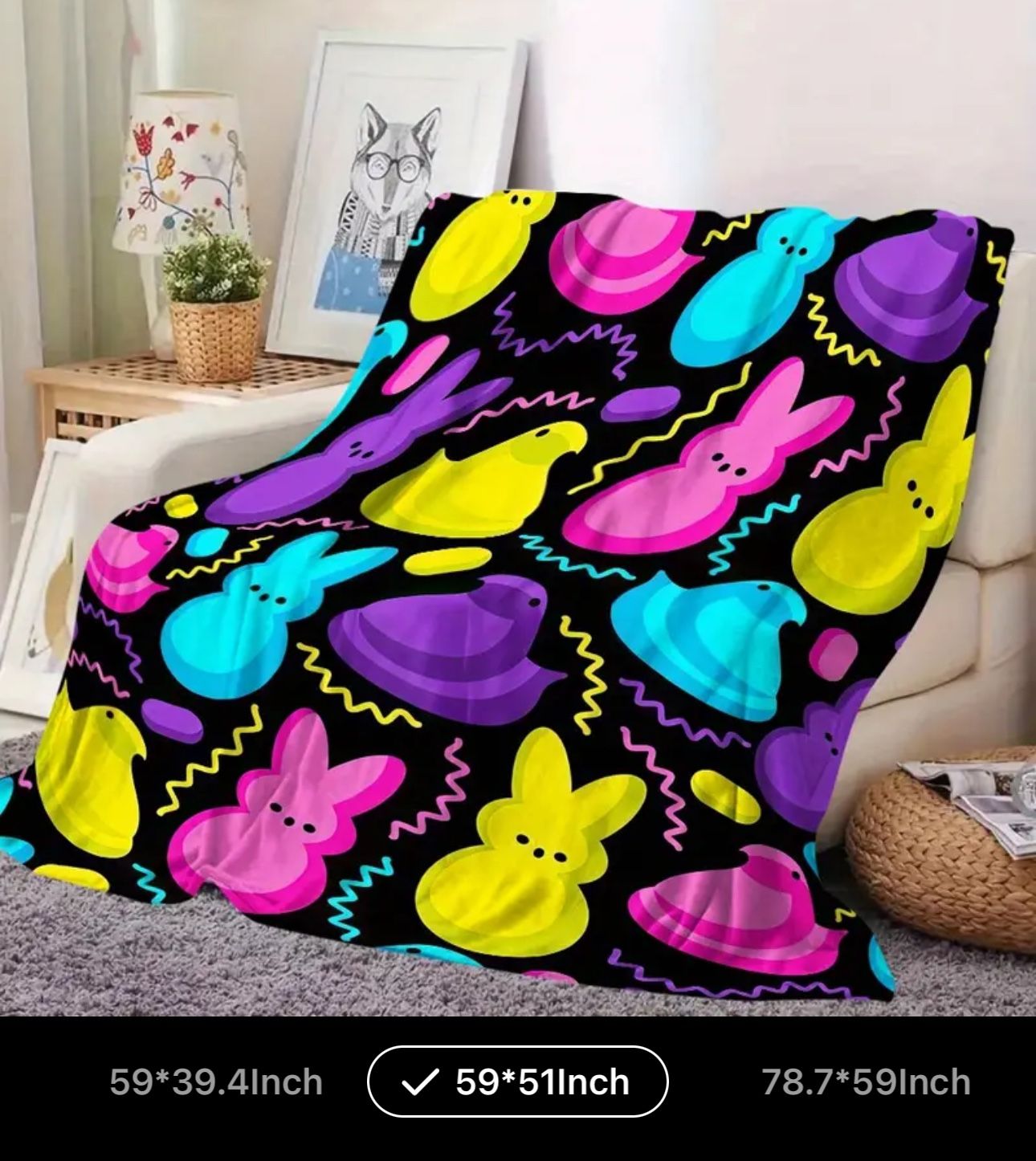 Easter blanket - PEEPS! - 59x 51 Inch