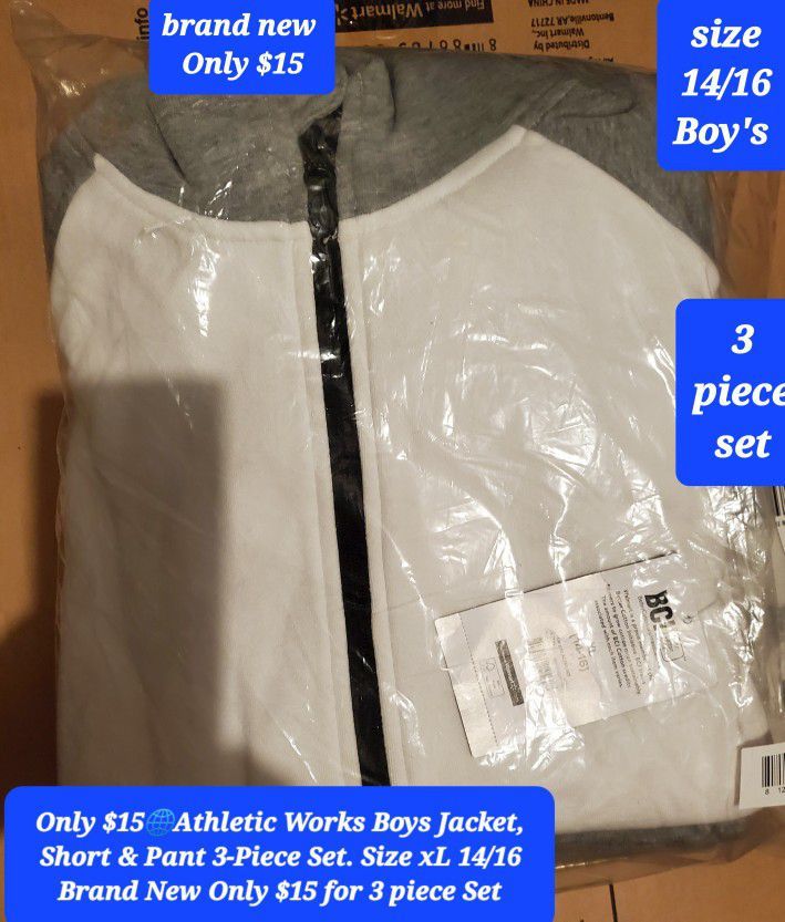$15🌐Boys Jacket, Short & Pant 3-Piece Set. Size xL 14/16 Brand New Only $15 for 3 piece Set