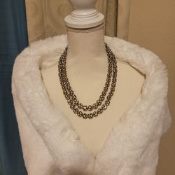 Old Hollywood Glamor Rhinestone Cluster Ball 2 Strand Vintage Necklace 