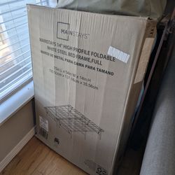 Mainstays 14" High Profile Foldable White Steel Bed Frame, Full