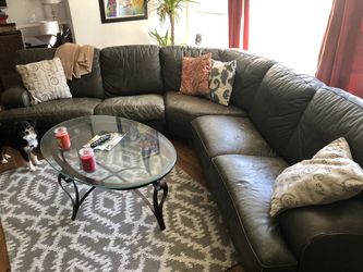 Large real leather sectional