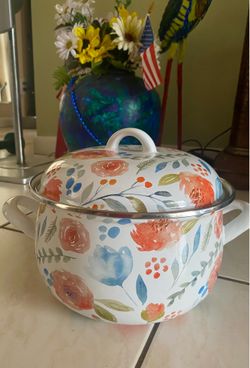 Vintage enamel, cooking pot, Wok