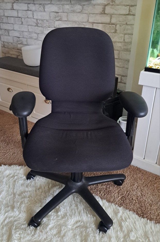 Black Fabric Office Chair with Arm Rest on Wheels Adjustable