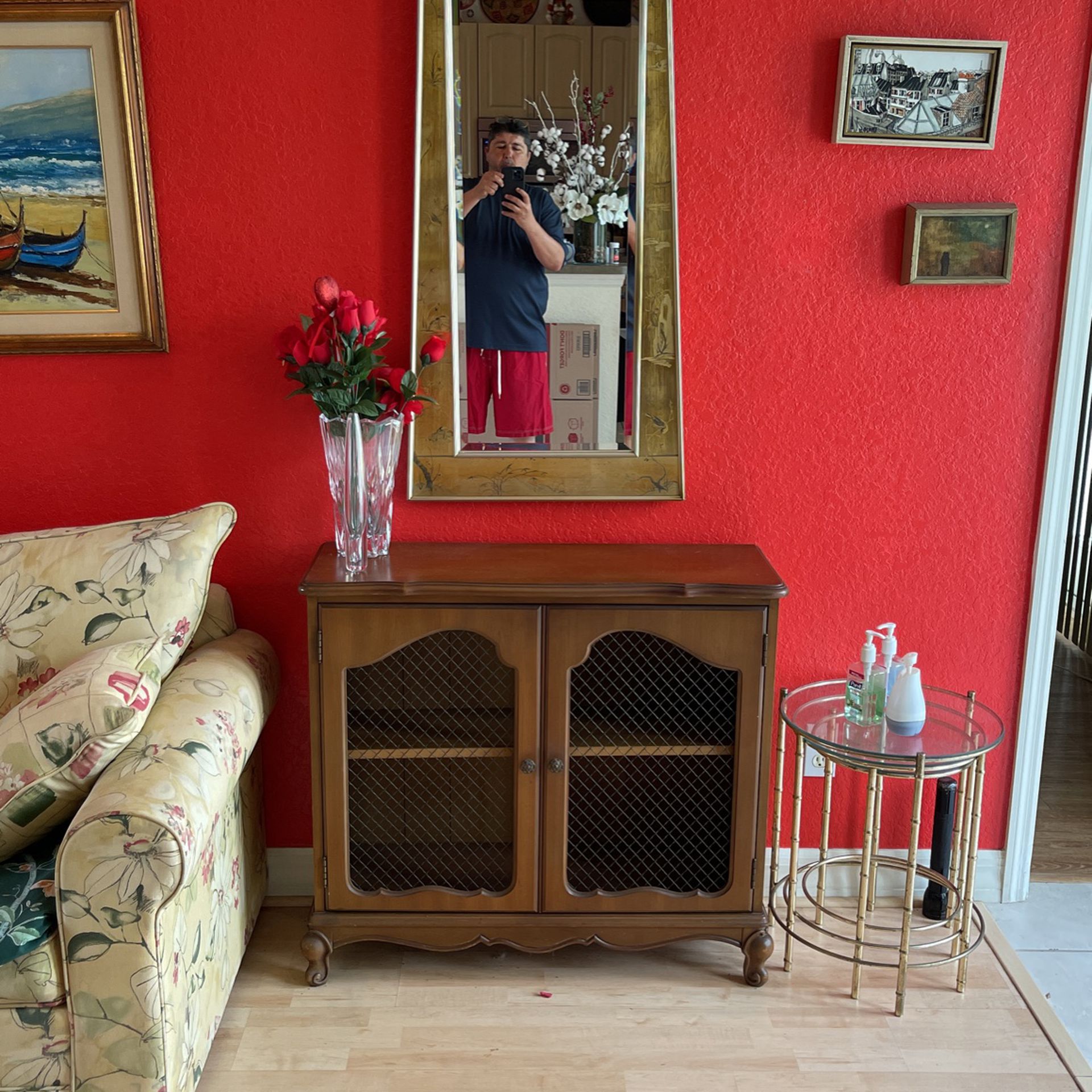 Antique corner cabinet plus mirror